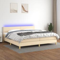 vidaXL krémszínű szövet rugós és LED-es ágy matraccal 200 x 200 cm (3133586)