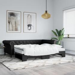 vidaXL fekete kihúzható műbőr heverő 90 x 200 cm (3197723)