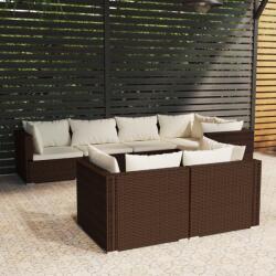 vidaXL 7 részes barna polyrattan kerti ülőgarnitúra párnákkal (3102474)