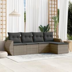 vidaXL 5 részes szürke polyrattan kerti ülőgarnitúra párnákkal (3221289)