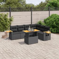 vidaXL 7 részes fekete polyrattan kerti ülőgarnitúra párnával (3273533)