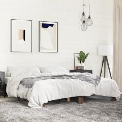 vidaXL barna tölgyszínű szerelt fa és fém ágykeret 200 x 200 cm (3280221) - vidaxl