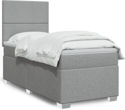 vidaXL világosszürke szövet rugós ágy matraccal 100 x 200 cm (3292692)