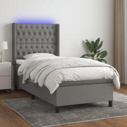 vidaXL sötétszürke szövet rugós és LED-es ágy matraccal 80 x 200 cm (3138510)