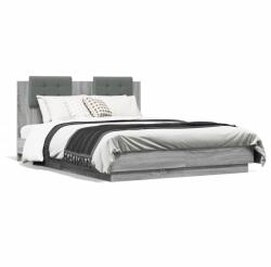 vidaXL szürke sonoma színű szerelt fa ágykeret fejtámlával 120x190 cm (3209966)