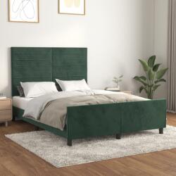 vidaXL sötétzöld bársony ágykeret matrac nélkül 140 x 190 cm (3125815)
