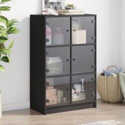 vidaXL fekete szerelt fa magasszekrény ajtókkal 68 x 37 x 109 cm (3295851)
