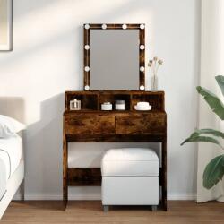 vidaXL füstös tölgy színű fésülködőasztal LED-del 80 x 41 x 144, 5 cm (848182)