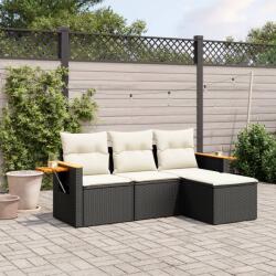 vidaXL 4 részes fekete polyrattan kerti ülőgarnitúra párnákkal (3226742)