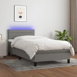 vidaXL sötétszürke szövet rugós és LED-es ágy matraccal 100x200 cm (3133214)