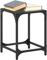 vidaXL 2 db acél dohányzóasztal fekete üveglappal 30 x 30 x 40 cm (845953)
