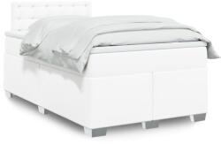 vidaXL fehér műbőr rugós ágy matraccal 120 x 200 cm (3286117)