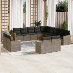 vidaXL 13 részes szürke polyrattan kerti ülőgarnitúra párnákkal (3226529)