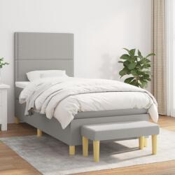 vidaXL világosszürke szövet rugós ágy matraccal 100 x 200 cm (3137053)