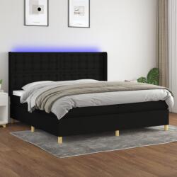 vidaXL fekete szövet rugós és LED-es ágy matraccal 200x200 cm (3139223)
