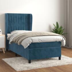 vidaXL sötétkék bársony rugós ágy matraccal 90x190 cm (3129307)