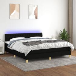 vidaXL fekete szövet rugós és LED-es ágy matraccal 180 x 200 cm (3133975)