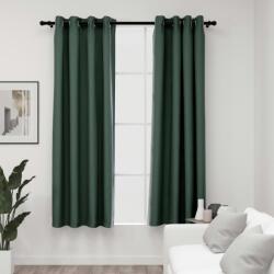 vidaXL 2 db zöld, vászonhatású sötétítőfüggöny fűzőkarikával 140 x 175 cm (321184)