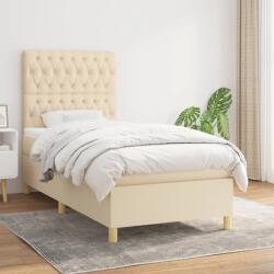 vidaXL krémszínű szövet rugós ágy matraccal 90 x 200 cm (3142550)