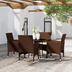 vidaXL 5 részes barna polyrattan kerti étkezőgarnitúra (3058491)