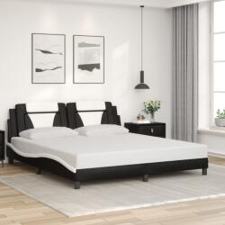vidaXL fekete és fehér műbőr ágykeret fejtámlával 180x200 cm (3208115)