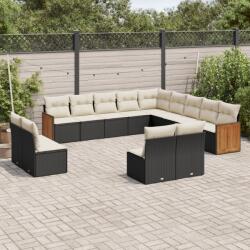 vidaXL 13 részes fekete polyrattan kerti ülőgarnitúra párnákkal (3260565)