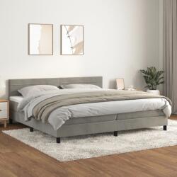 vidaXL világosszürke bársony rugós ágy matraccal 200x200 cm (3141383)