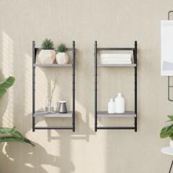 vidaXL 2 db 2 szintes szürke sonoma tölgy falipolc rúddal 30x25x65 cm (836256) - vidaxl