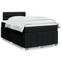 vidaXL fekete szövet rugós ágy matraccal 120 x 200 cm (3289344)