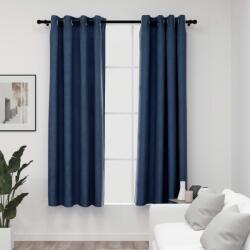 vidaXL 2 db kék vászonhatású sötétítőfüggöny fűzőkarikával 140x175 cm (321176)