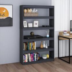 vidaXL szürke tömör fenyőfa könyvszekrény/térelválasztó 100x30x167, 5cm (808225) - vidaxl