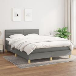 vidaXL sötétszürke szövet rugós ágy matraccal 140 x 190 cm (3140690)