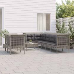 vidaXL 9 részes szürke polyrattan kerti ülőgarnitúra párnákkal (3187543)