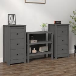 vidaXL 2 db szürke tömör fenyőfa tálalószekrény 40 x 35 x 80 cm (813744)