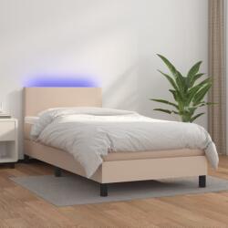 vidaXL cappuccino színű műbőr rugós ágy matraccal és LED-del 100x200cm (3134092)