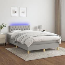 vidaXL világosszürke szövet rugós és LED-es ágy matraccal 120 x 200 cm (3133941)