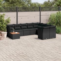 vidaXL 10 részes fekete polyrattan kerti ülőgarnitúra párnákkal (3256153) - vidaxl