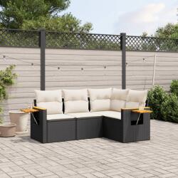 vidaXL 4 részes fekete polyrattan kerti ülőgarnitúra párnákkal (3259172)