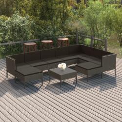 vidaXL 10 részes szürke polyrattan kerti ülőgarnitúra párnákkal (3094438) - vidaxl
