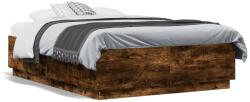 vidaXL füstös tölgy színű szerelt fa ágykeret LED-del 135x190 cm (3209650)