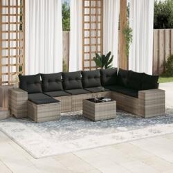 vidaXL 9 részes világosszürke polyrattan kerti ülőgarnitúra párnával (3255309)