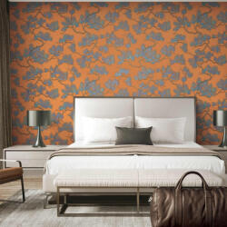 Dutch Wallcoverings kék és narancssárga fenyőmintás tapéta WF121016