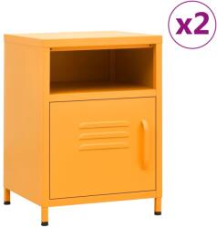 vidaXL 2 db mustársárga acél éjjeliszekrény 35 x 35 x 51 cm (3095216)