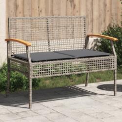 vidaXL szürke polyrattan és akácfa kerti pad párnával (366256)