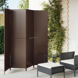 vidaXL barna 4 paneles polyrattan térelválasztó (365345)
