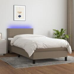 vidaXL tópszínű szövet rugós és LED-es ágy matraccal 90x200 cm (3133049)