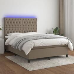 vidaXL tópszínű szövet rugós és LED-es ágy matraccal 140x190cm (3135113)