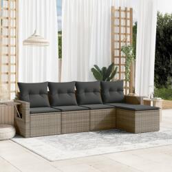 vidaXL 5 részes szürke polyrattan kerti ülőgarnitúra párnákkal (3220089) - vidaxl