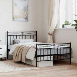 vidaXL fekete fém ágykeret fej- és lábtámlával 107 x 203 cm (373705)
