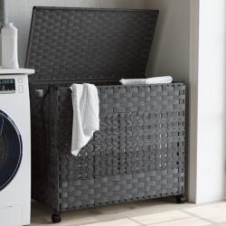vidaXL szürke rattan szennyeskosár kerekekkel 66x35x60 cm (372046)